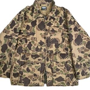 Vintage SAFTBAK USA Duck Camo Hunting Jacket Rare Mens Size M Distressed